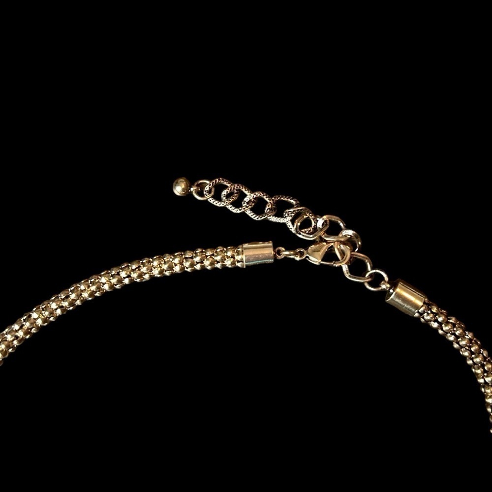 Gold Tone Necklace W/ Jewel Tone Beaded & Rhinestone Charms and Medallions - Picture 5 of 16